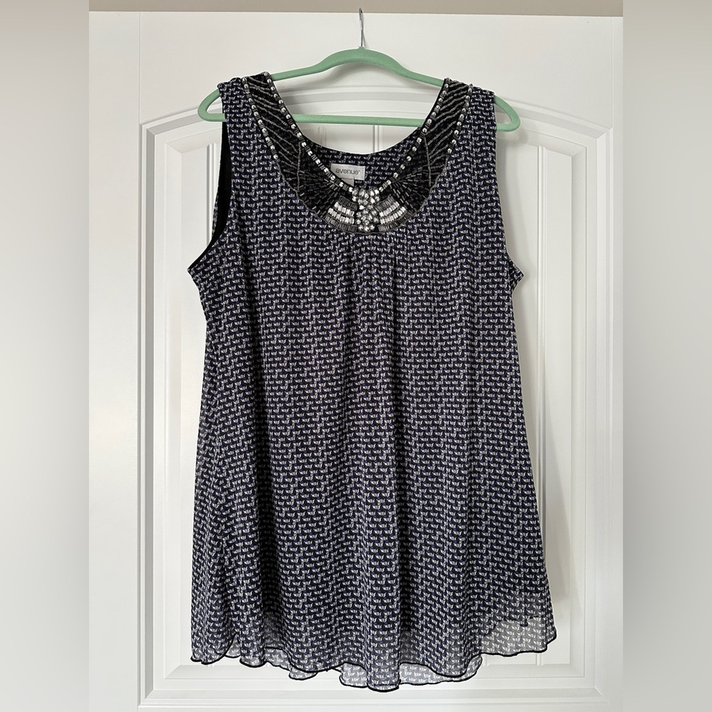 Beaded 2XL sleeveless tank top